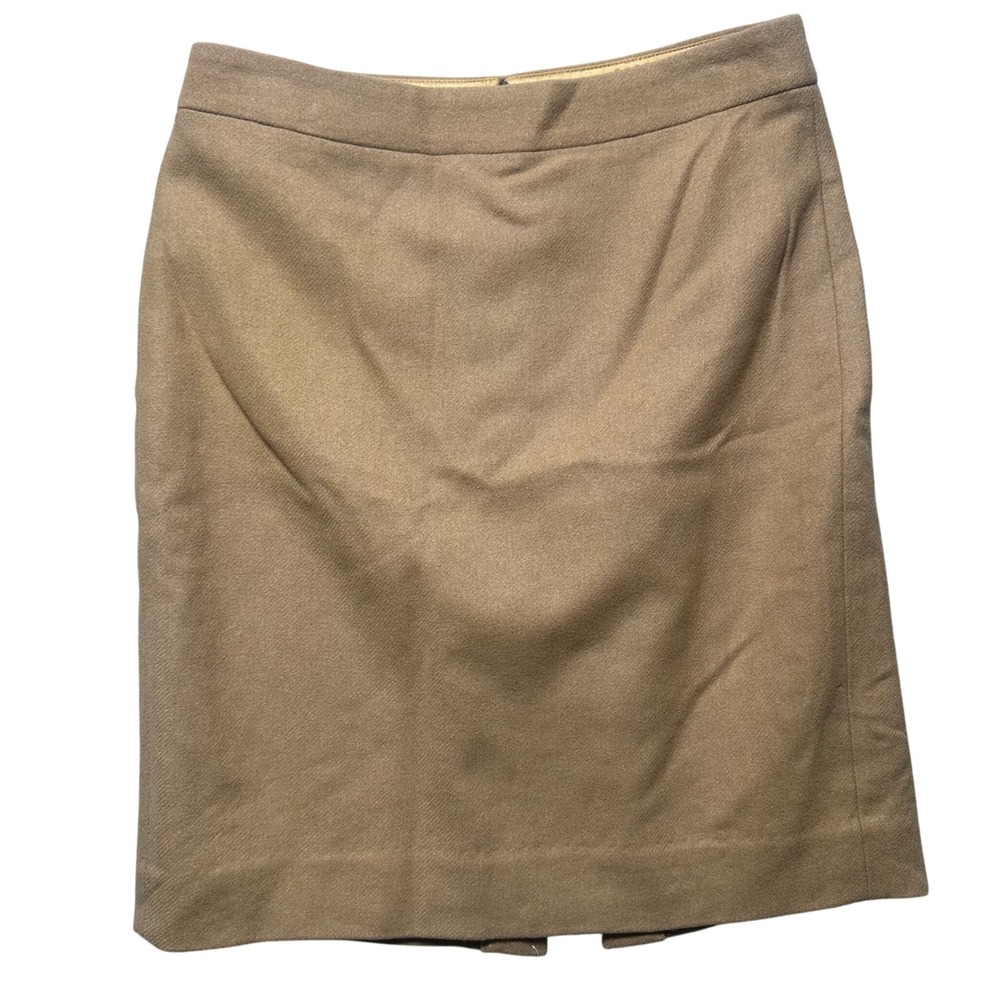 J.Crew‎ The Pencil Skirt Camel Brown Wool Blend Business Casual Size 2